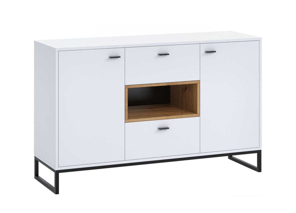 Meuble buffet blanc et bois moderne