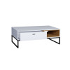 Table basse blanche et bois avec tiroir