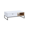 Table basse blanche et bois avec tiroir