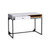 Bureau blanc et bois avec tiroir et niche