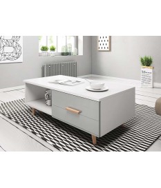 Table basse blanc et gris brillant moderne