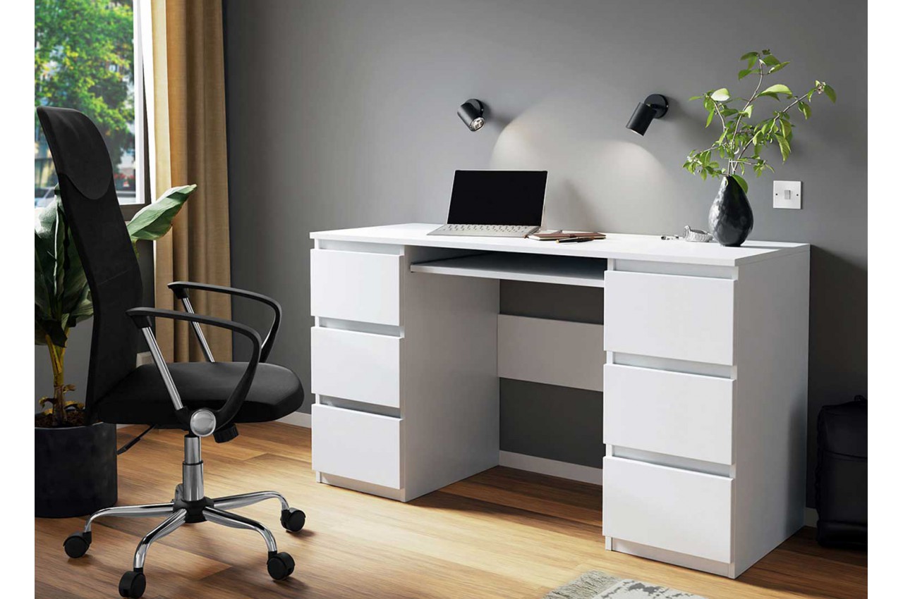 Bureau moderne avec tablette extensible blanc pour bureau