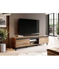 Meuble Télé moderne bois et gris 170 cm