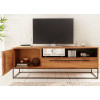 Meuble télé en bois massif et métal noir 165 cm