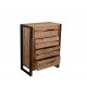 Commode à tiroir moderne en bois d'Acacia et métal