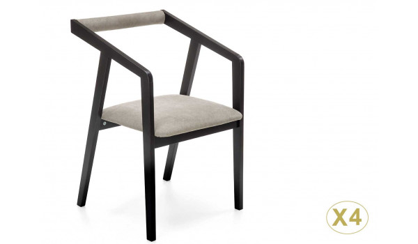 Chaise design en bois et velours gris