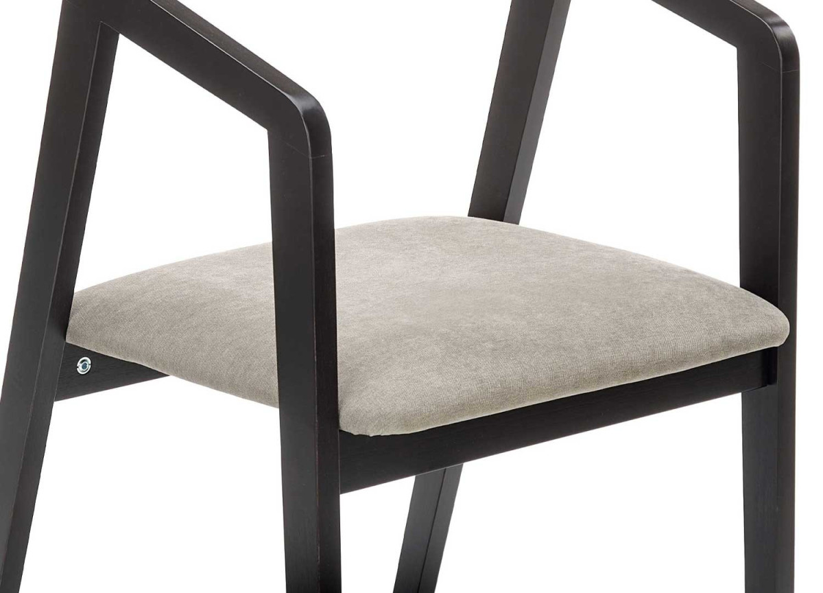 Chaise design en bois et velours gris