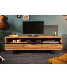 Meuble TV moderne en bois d'Acacia et métal