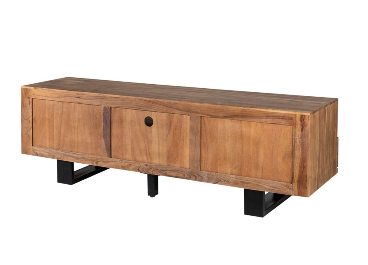 Meuble TV moderne en bois d'Acacia et métal