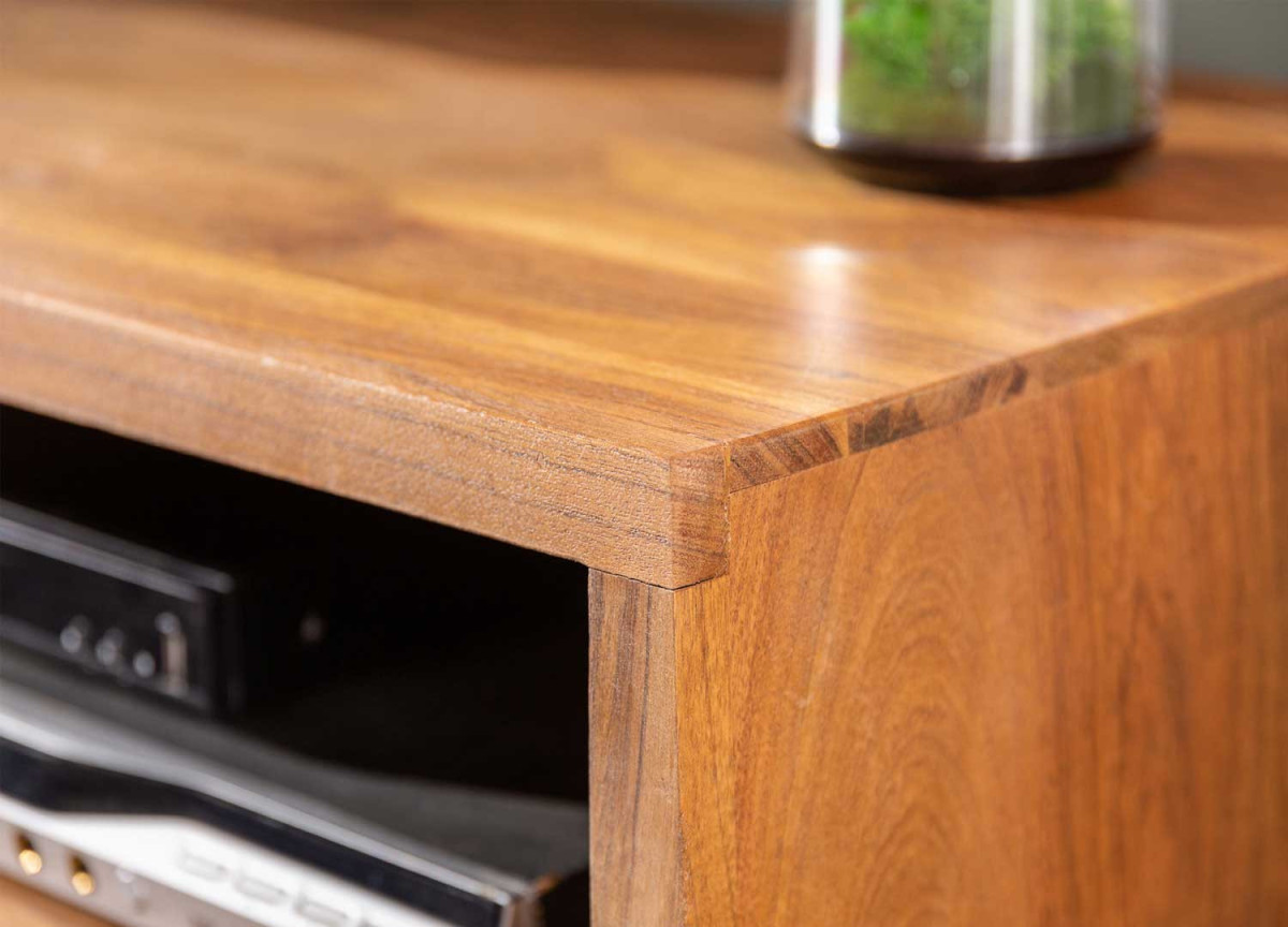 Meuble TV moderne en bois d'Acacia et métal