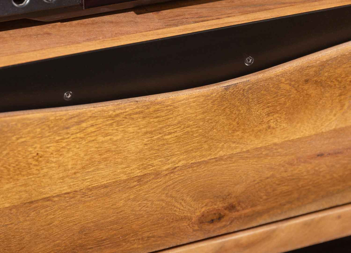 Meuble TV moderne en bois d'Acacia et métal
