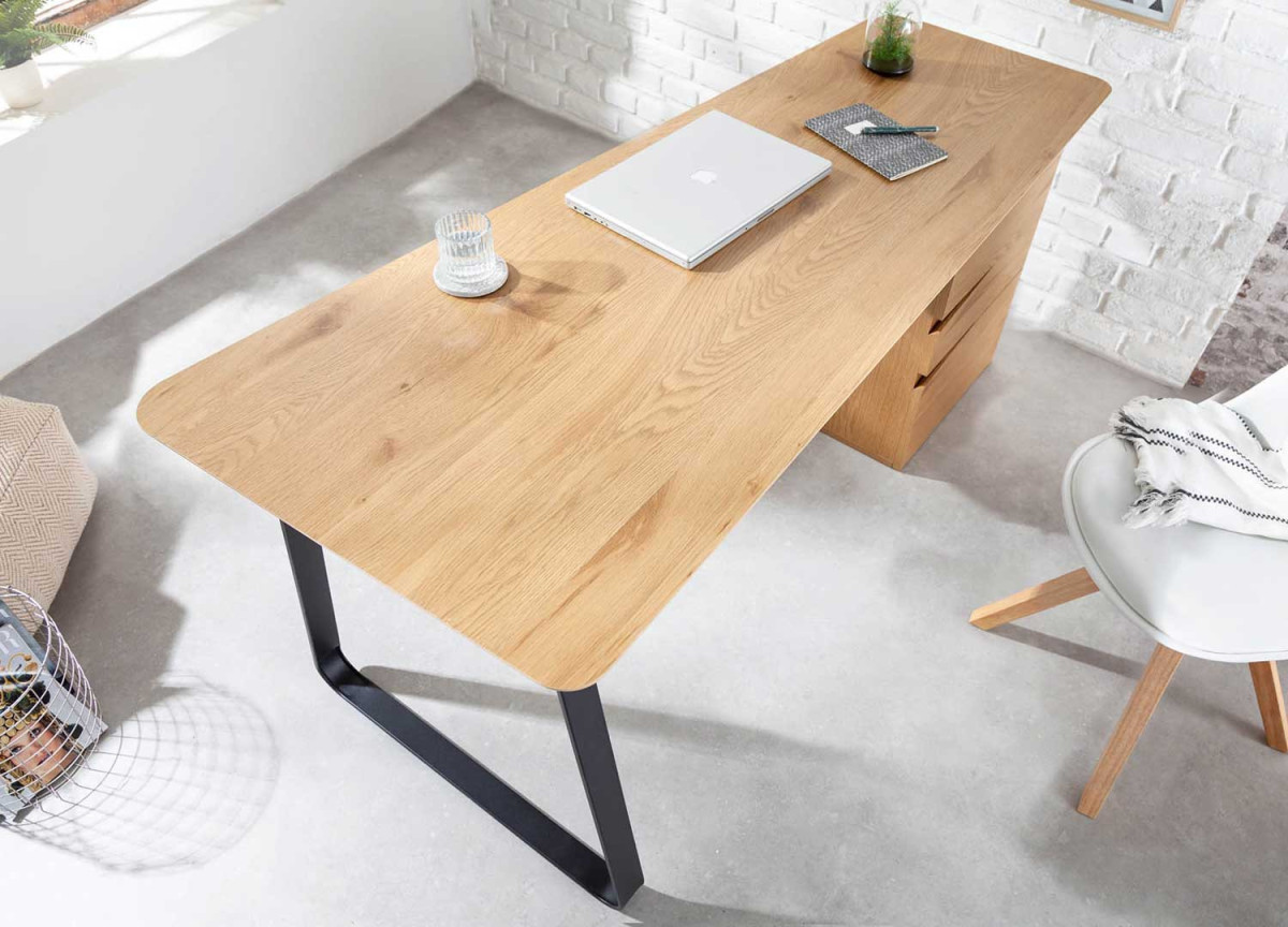 Bureau design 160 cm avec caisson 3 tiroirs