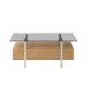 Table basse rectangulaire 110X60 Bois et verre gris