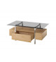 Table basse rectangulaire 110X60 Bois et verre gris