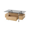 Table basse rectangulaire 110X60 Bois et verre gris