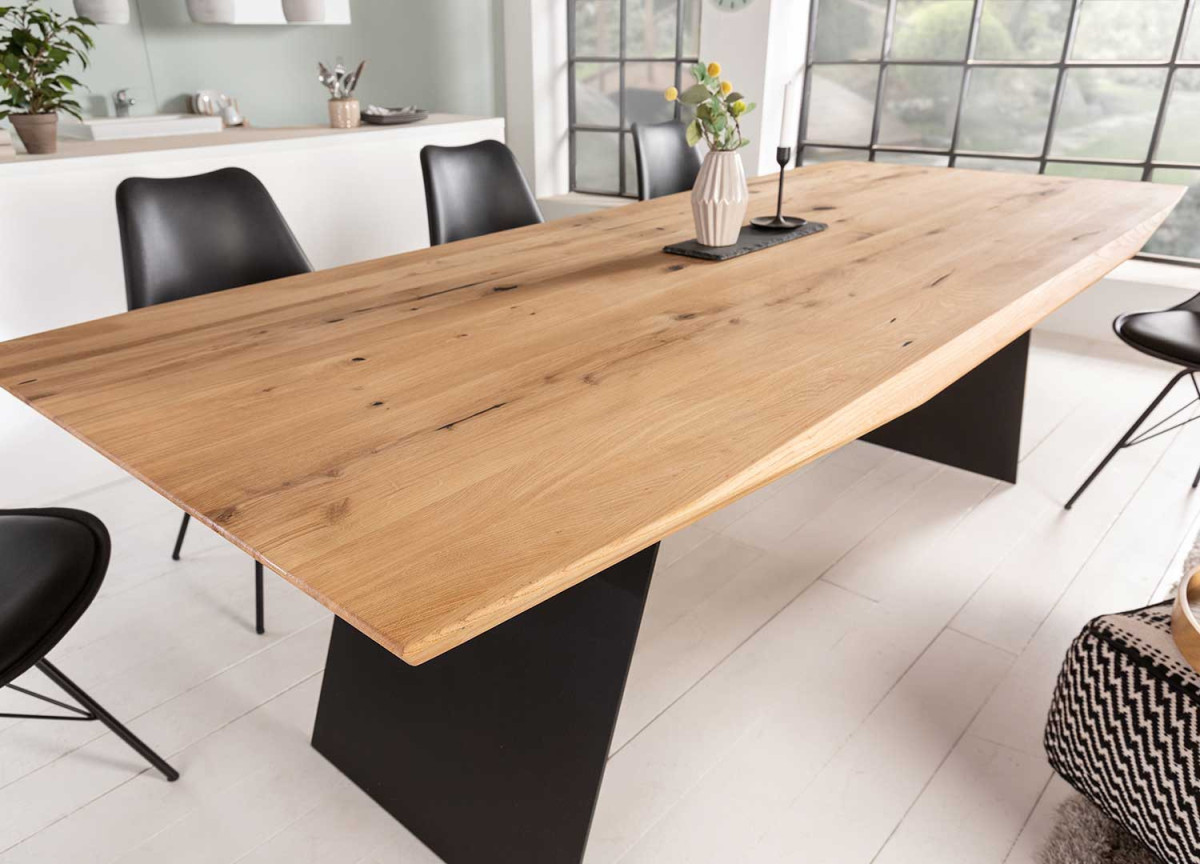 Table à manger 200 cm en chêne et poutre en bois