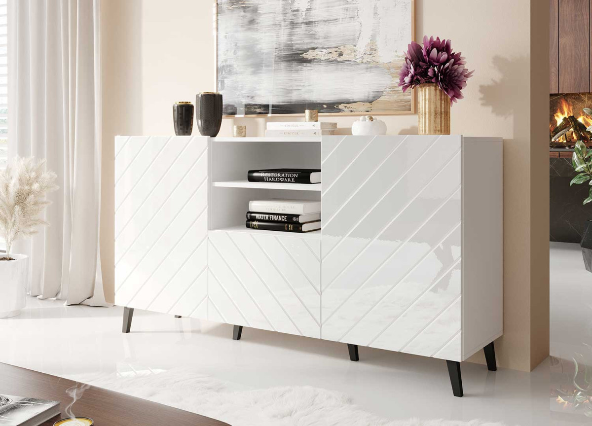 Meuble buffet moderne blanc laqué