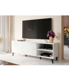 Meuble TV moderne blanc laqué 150 cm
