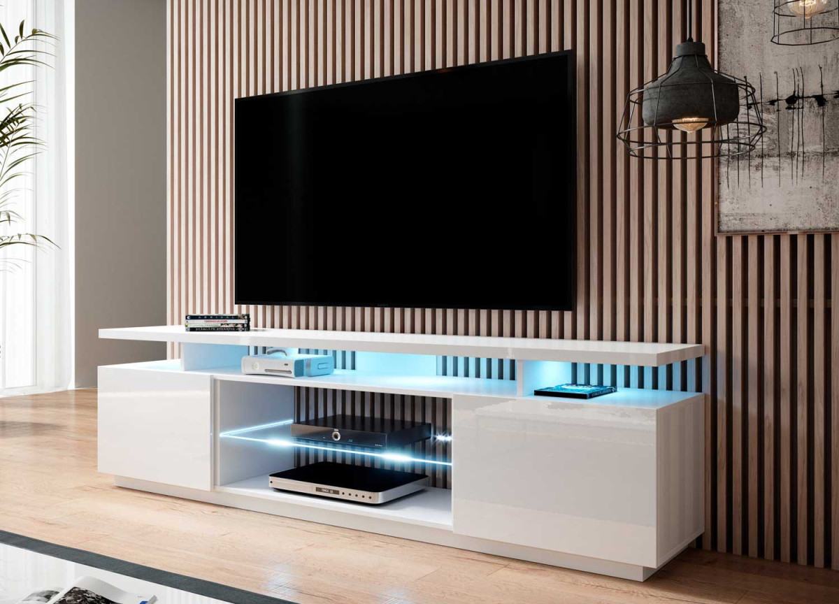 Meuble TV blanc moderne 180 cm