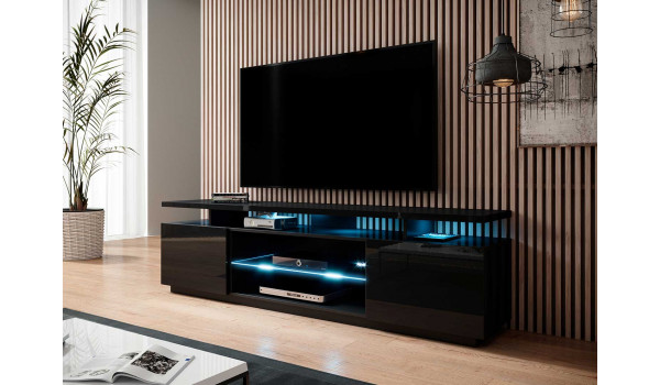 Meuble TV noir moderne 180 cm