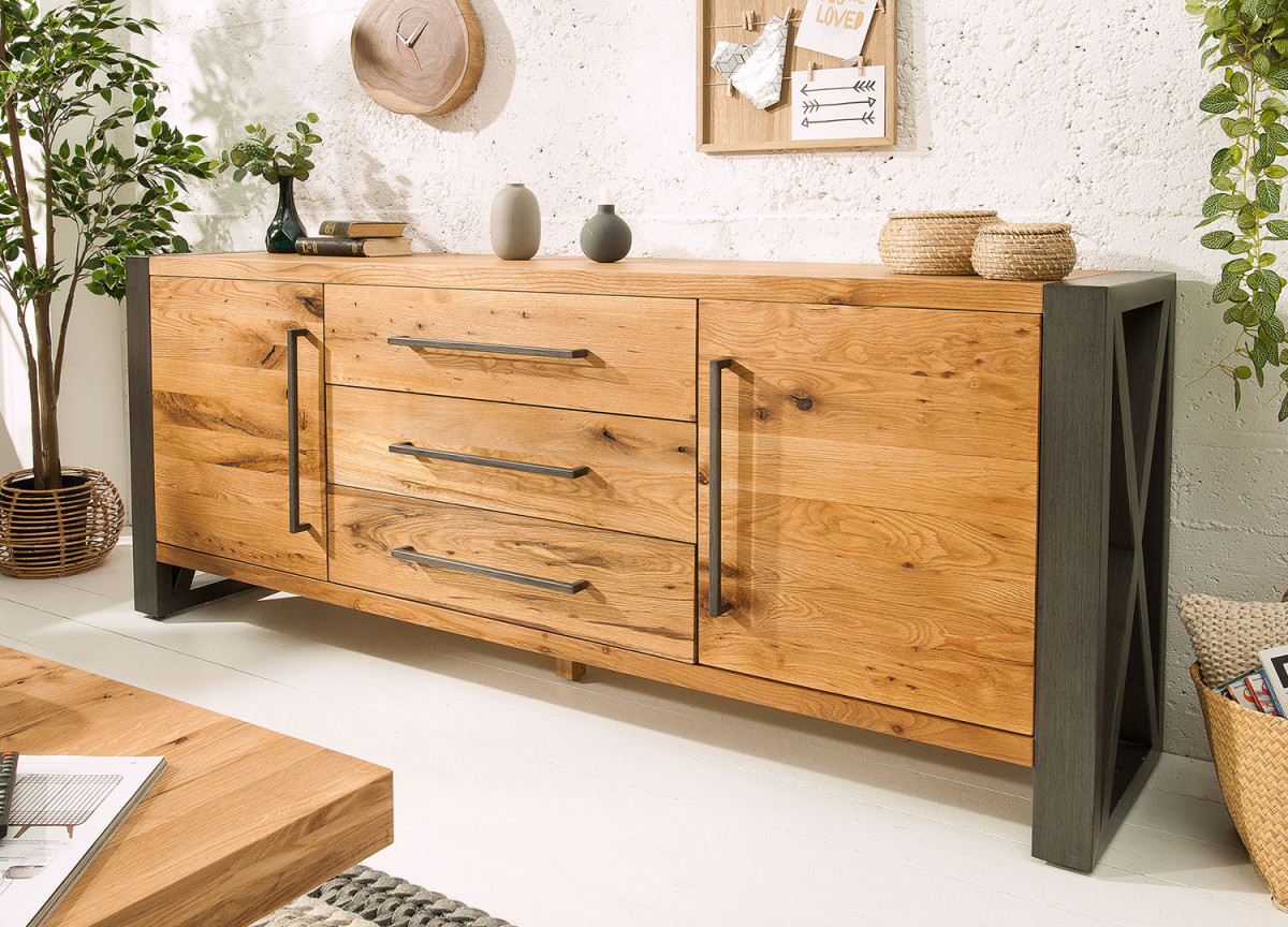 Meuble buffet bois et métal look industriel