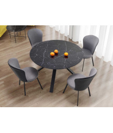 Table à manger design ronde effet marbre