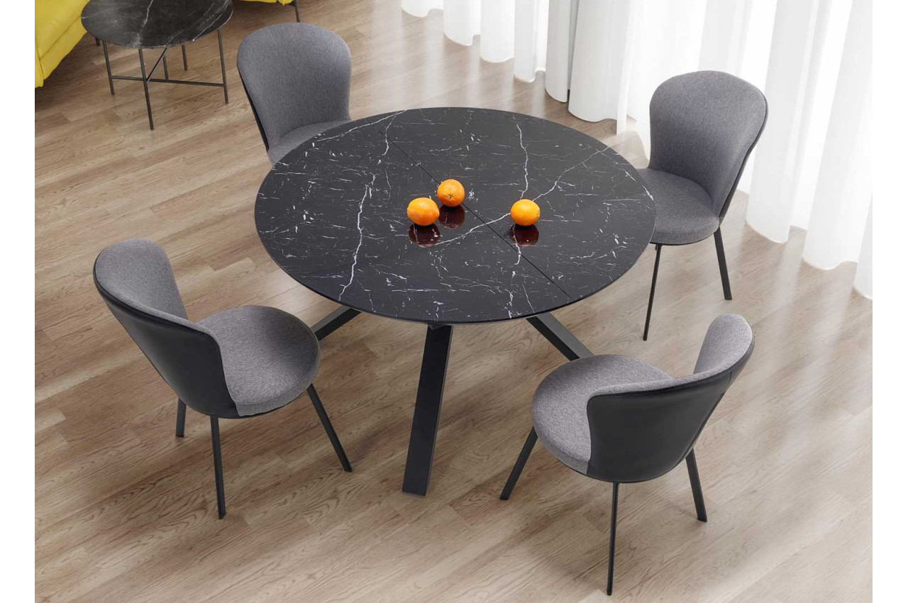 Table à manger design ronde effet marbre pour salle à manger
