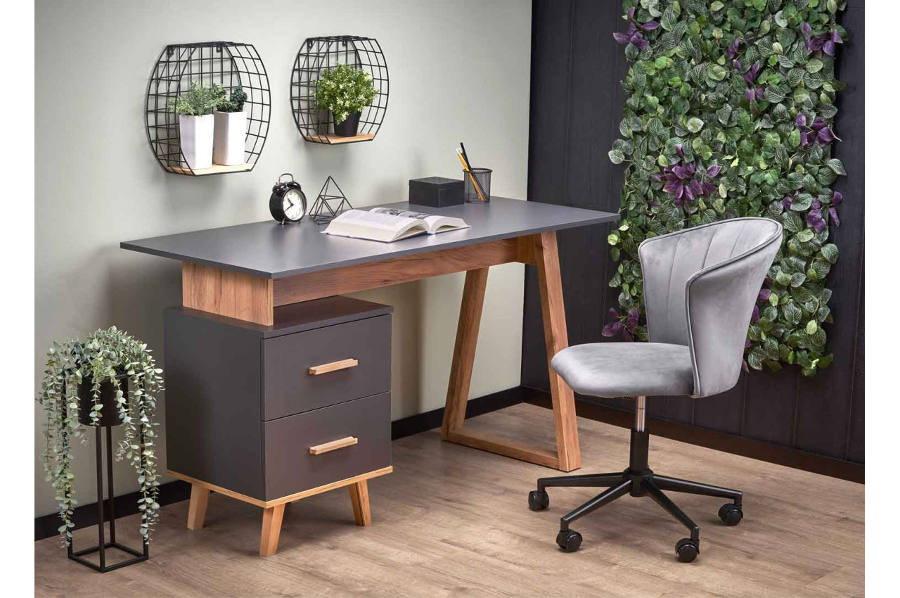 Verwarren Toezicht houden Met opzet Bureau moderne avec rangement gris et bois pour bureau