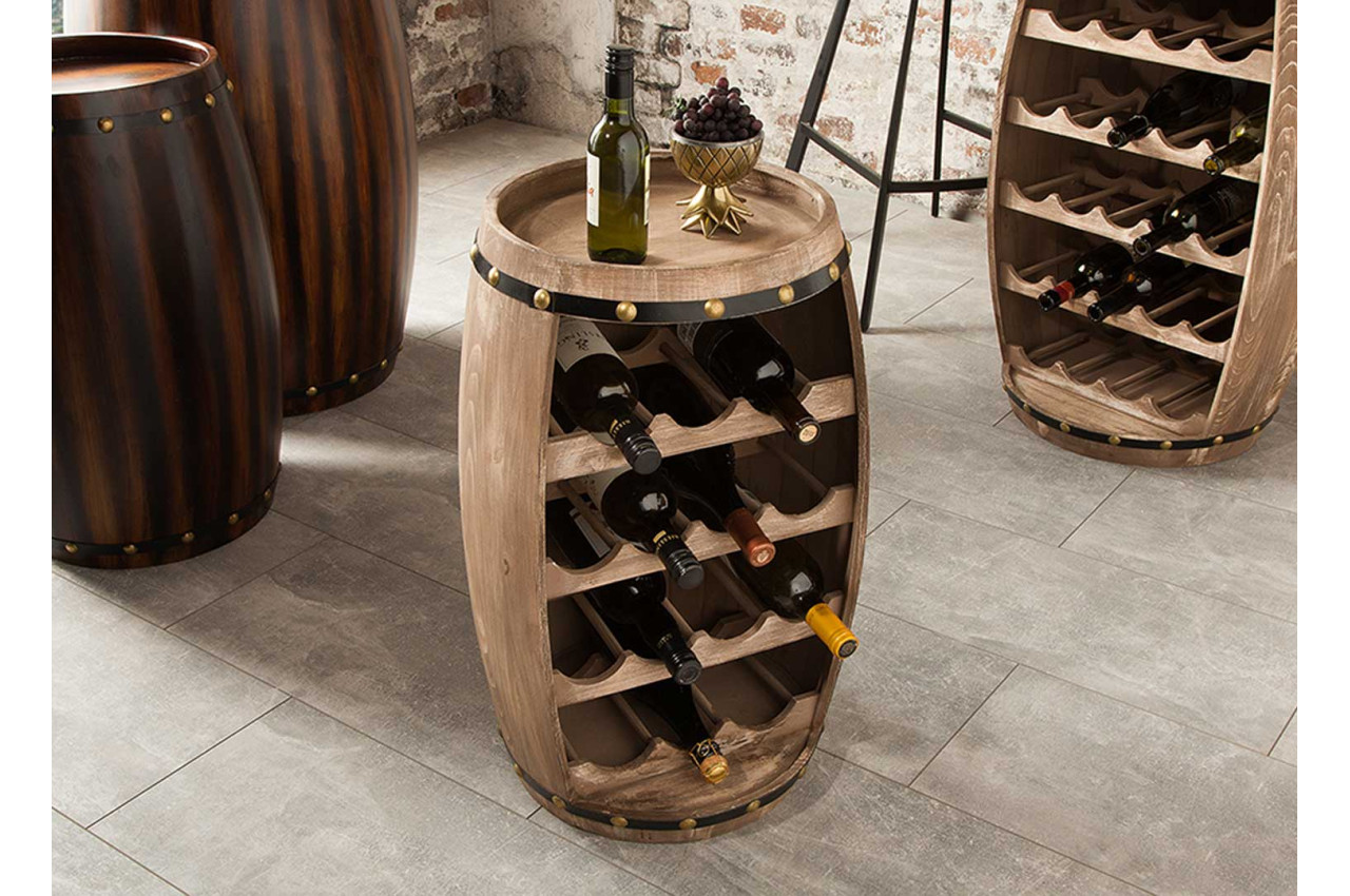 Tonneau bar en bois range bouteilles pour salon