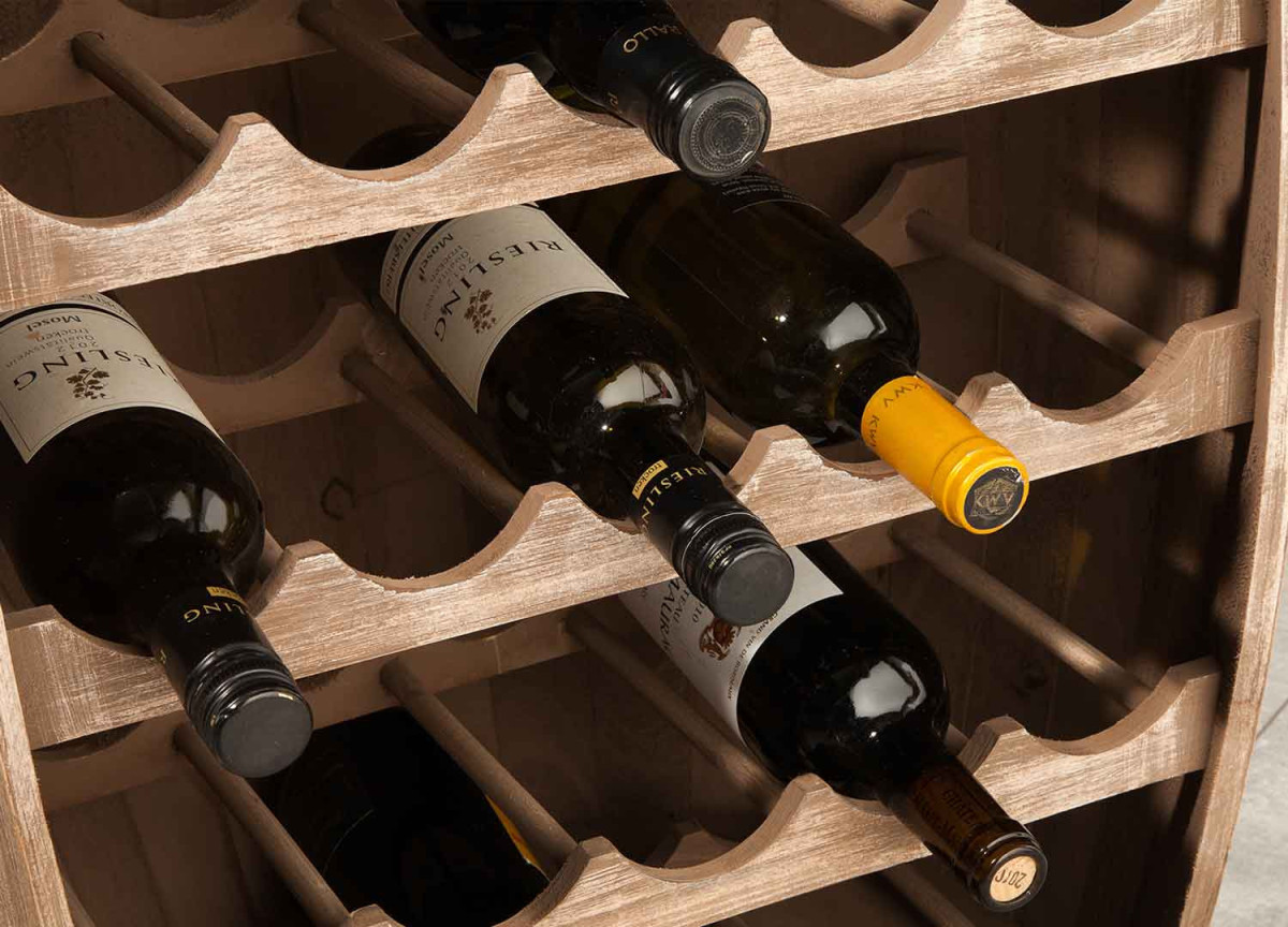Range bouteille tonneau bar en bois