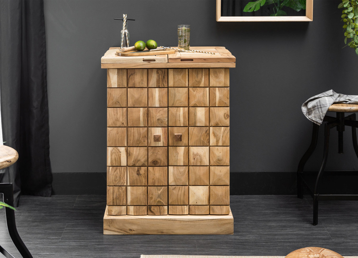 Meuble bar comptoir bois massif original