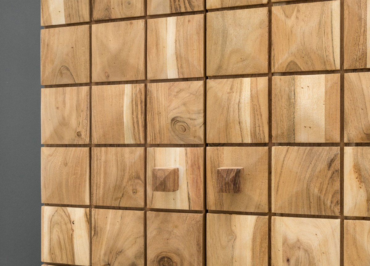 Meuble Bar en Acacia avec Rangement