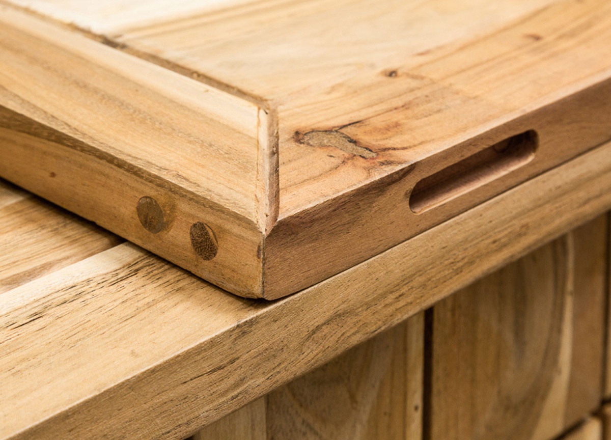 Meuble Bar en Acacia avec Rangement