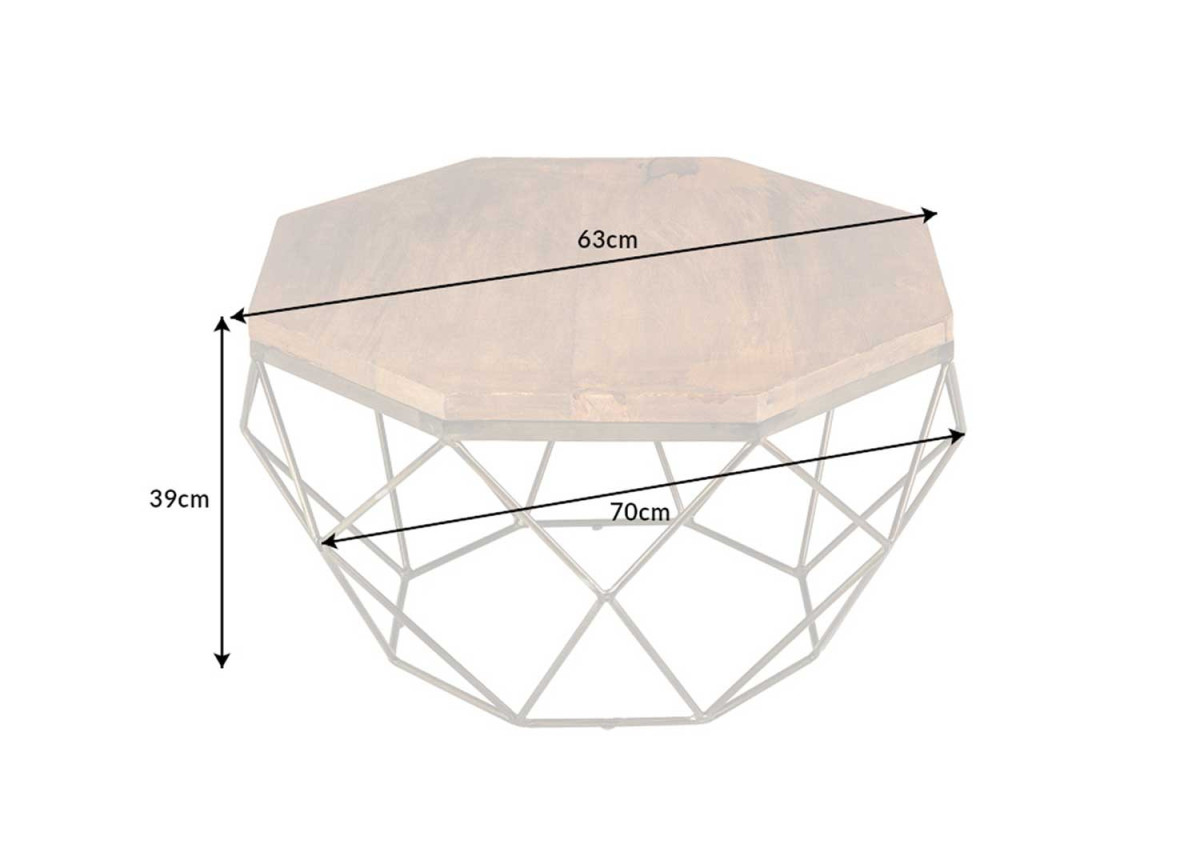 Table Basse Bois et Métal - Forme Diamant