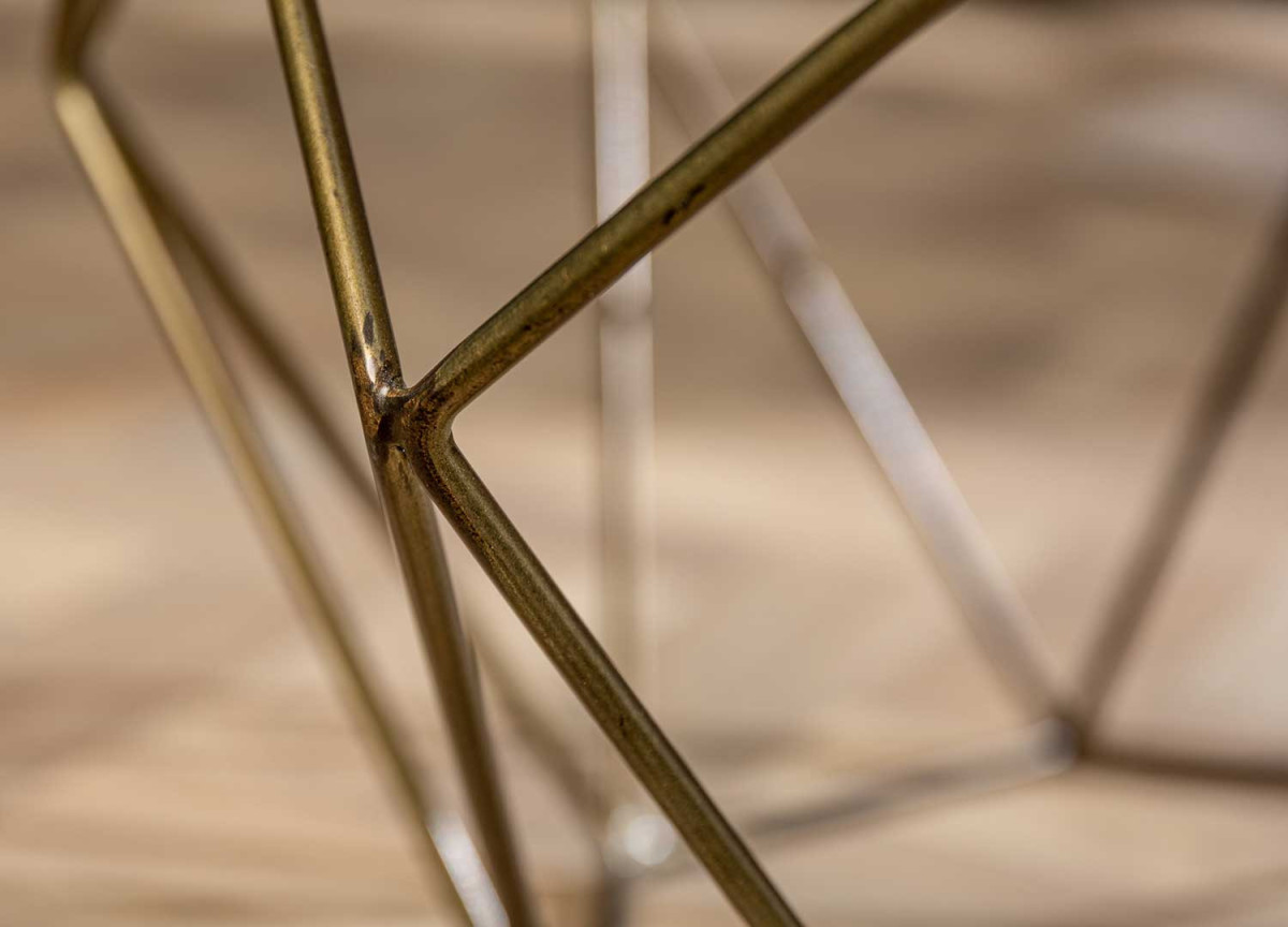 Table basse marbre et métal forme diamant