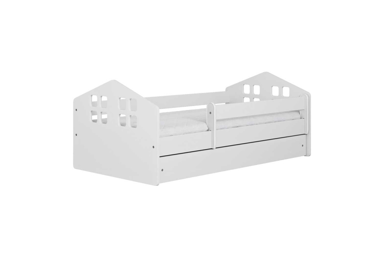 Lit enfant blanc esprit maison avec barrière