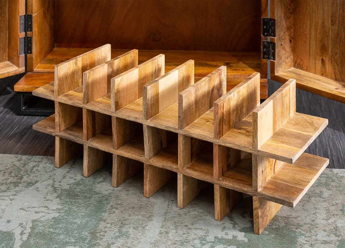Buffet Bar en Bois de Manguier Sculpté