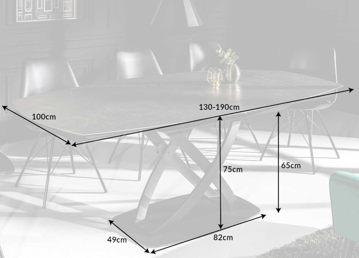 Table céramique ovale extensible anthracite