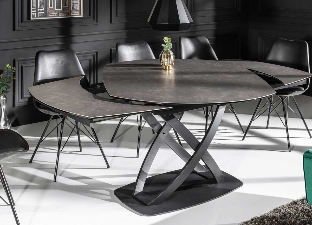 Table céramique ovale extensible anthracite