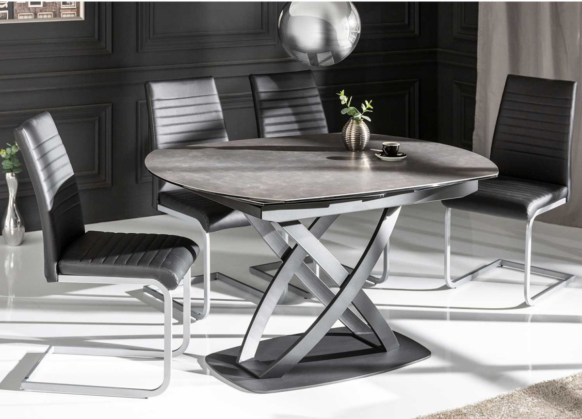 Table céramique ovale extensible anthracite