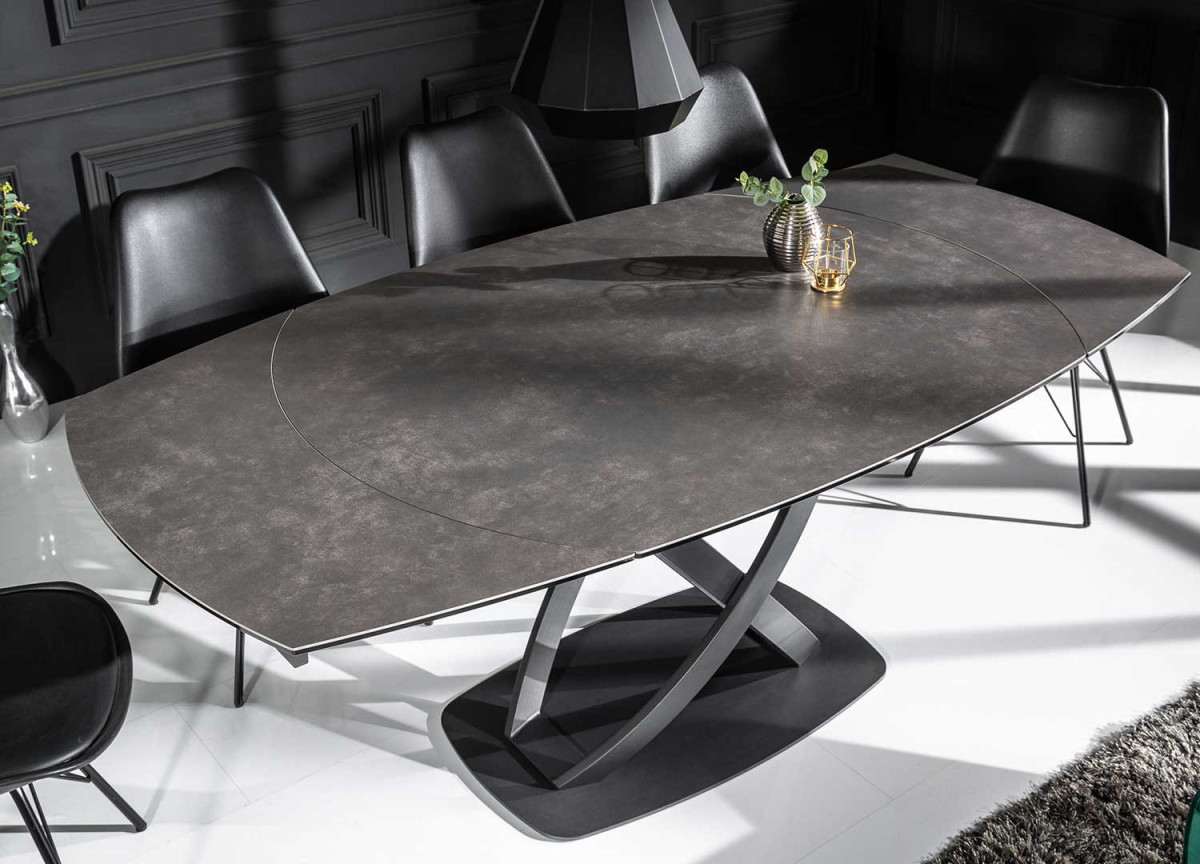 Table céramique ovale extensible anthracite