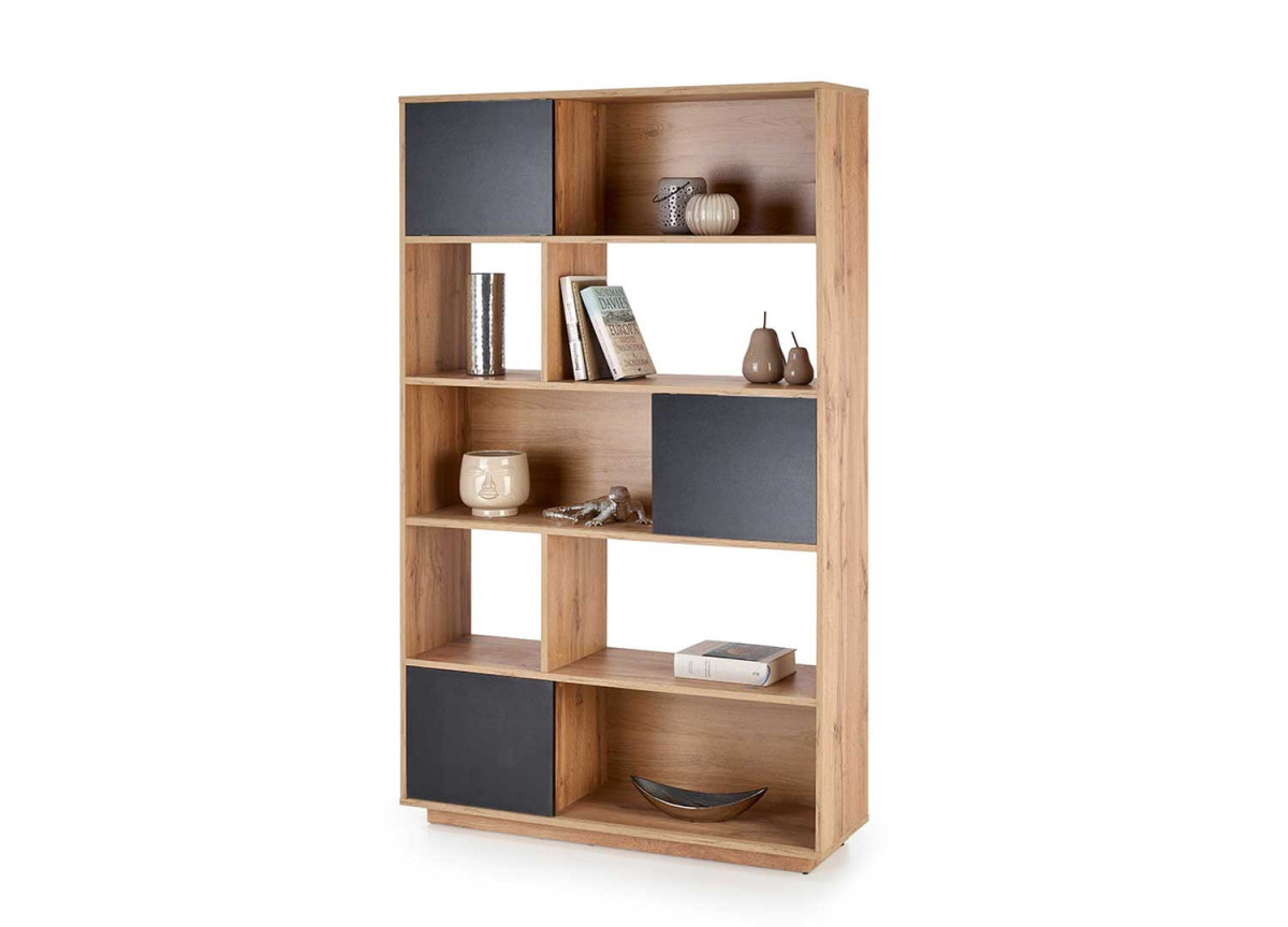 Bibliothèque étagère noir et bois