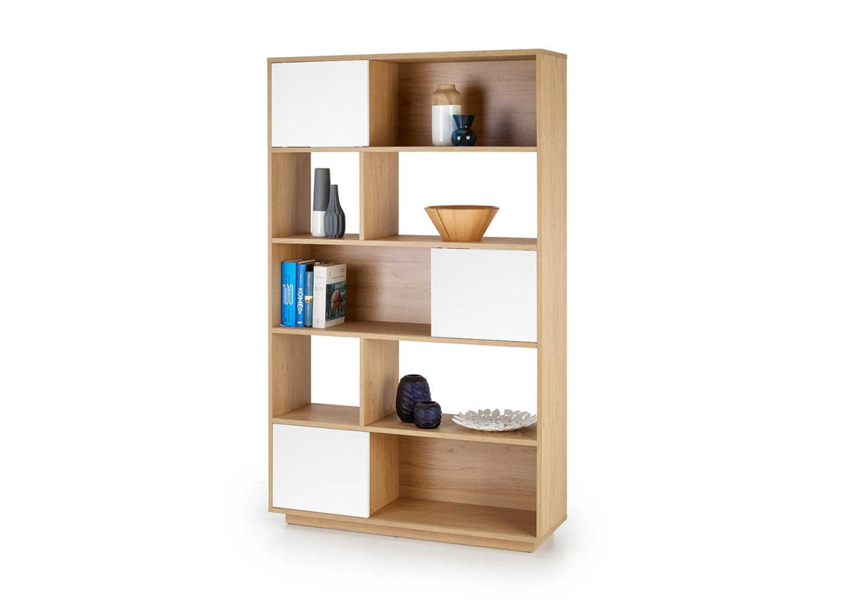 Bibliothèque étagère blanche et bois