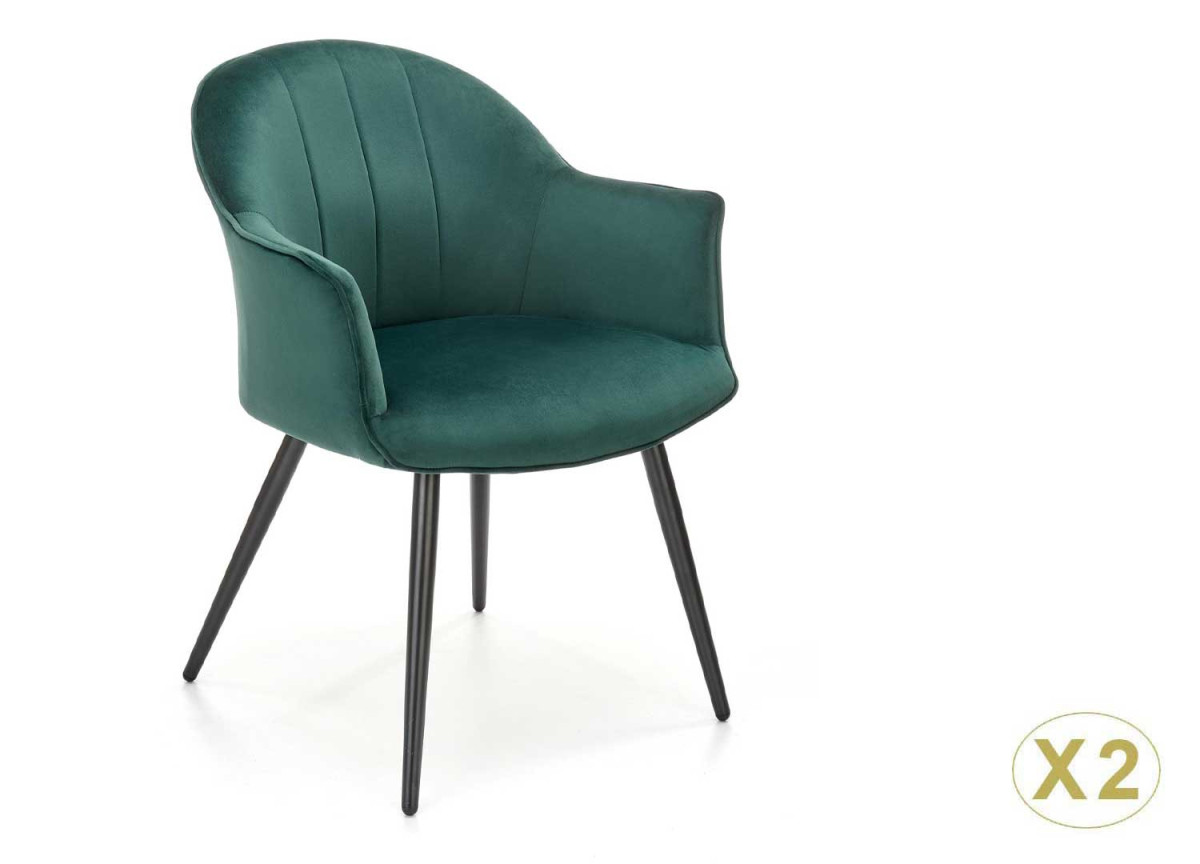 Chaise en velours vert foncé