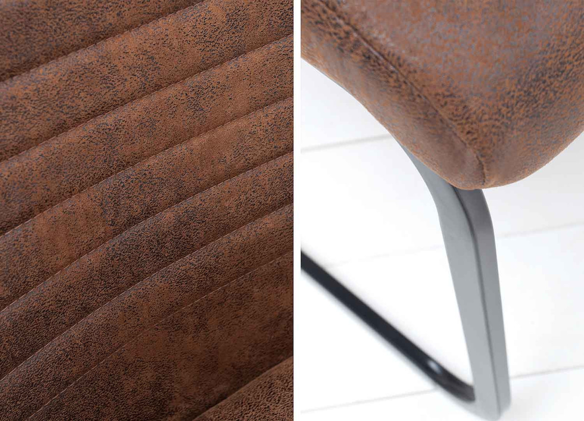 Chaise microfibre marron vintage