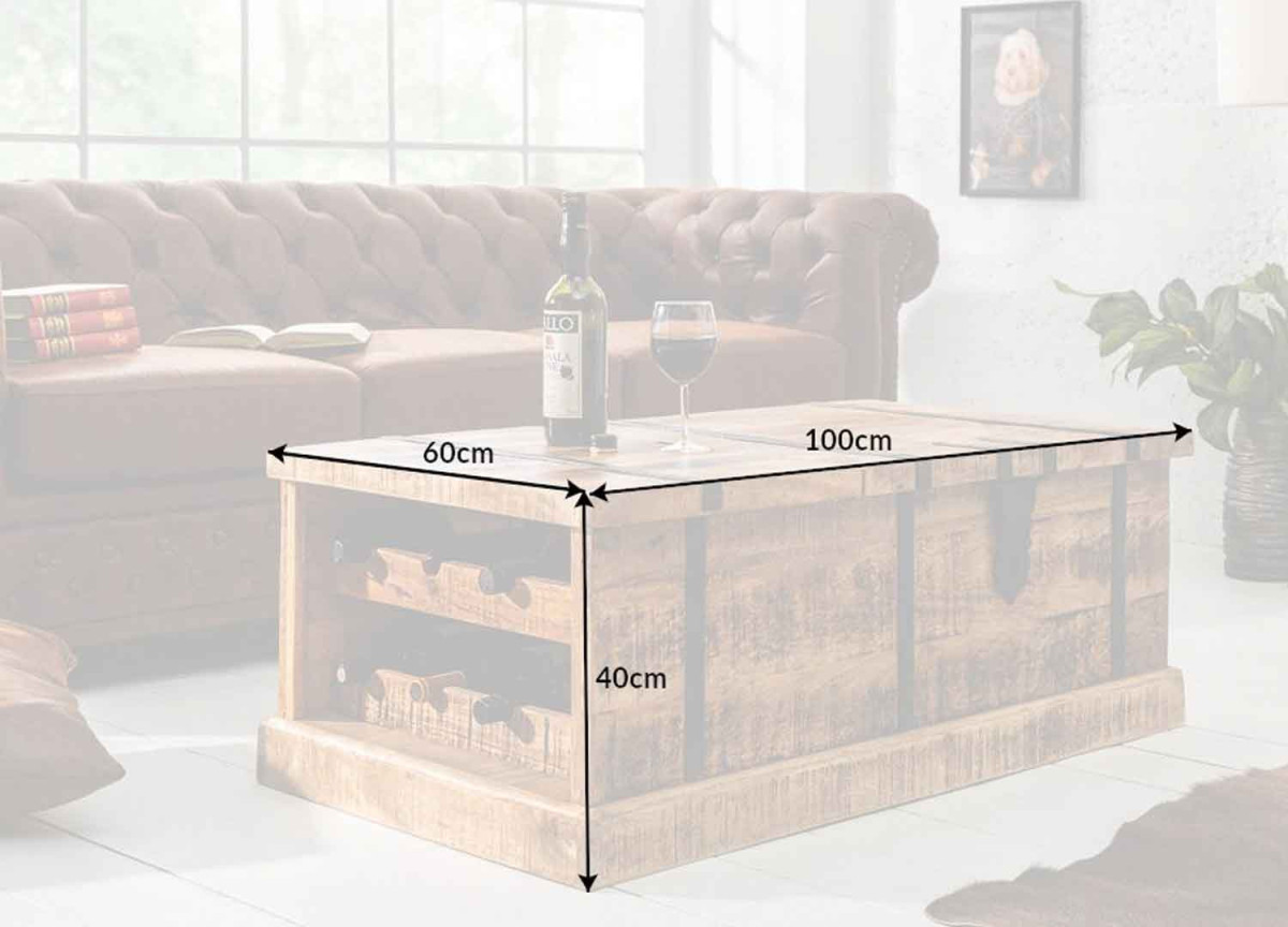 Table basse coffre range bouteille