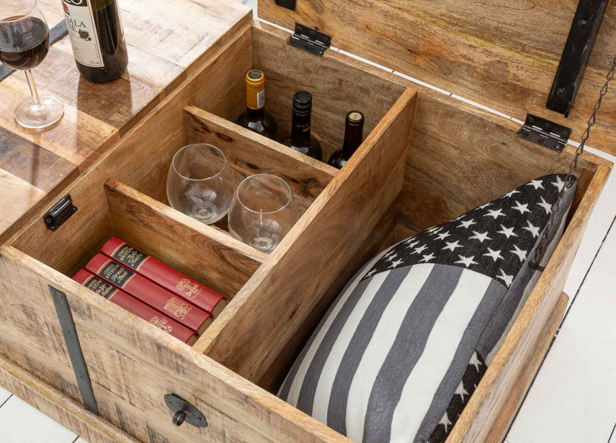 Table Basse Coffre de Rangement et Bouteille