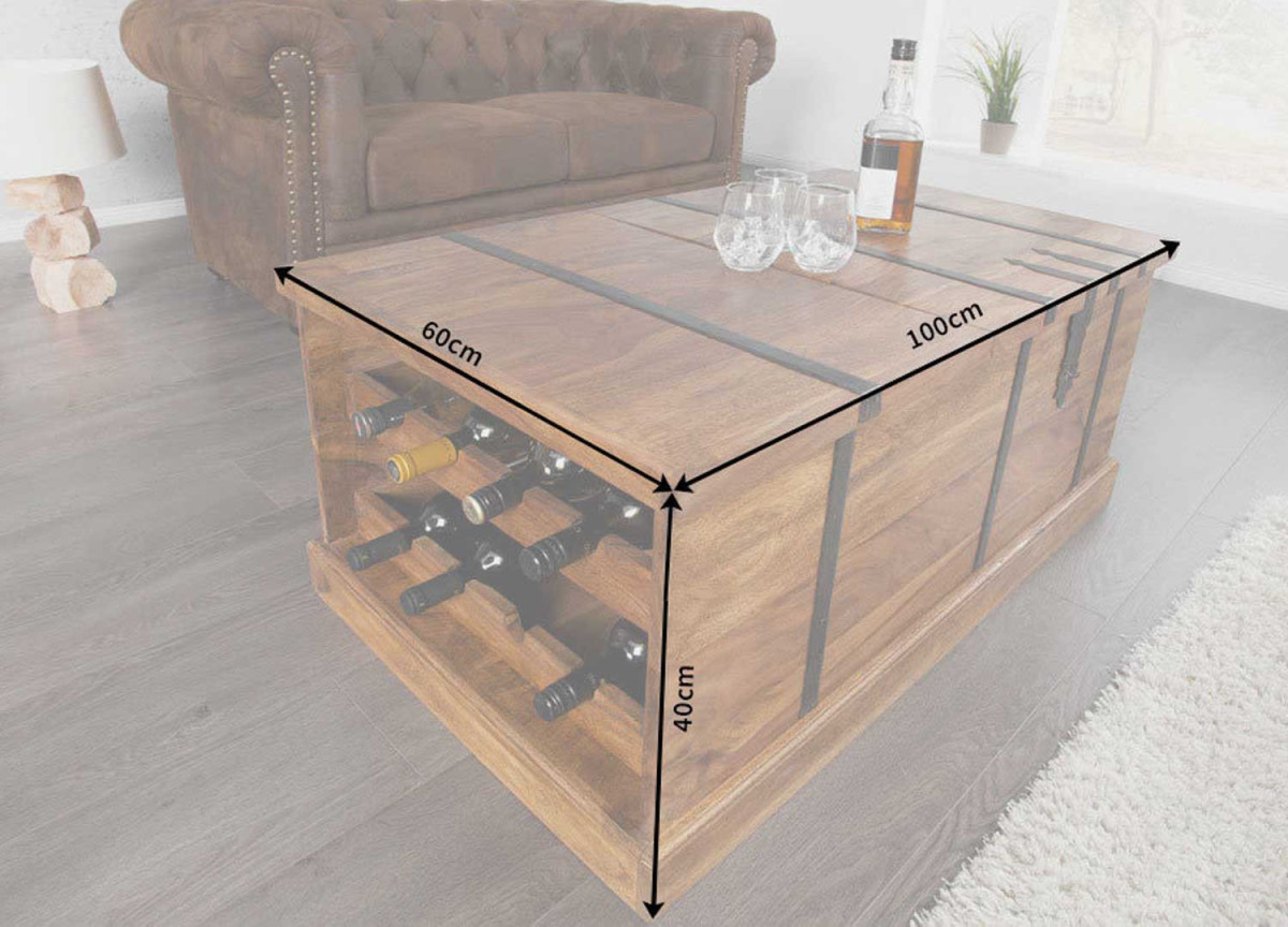 Table Basse Coffre Range-Bouteilles