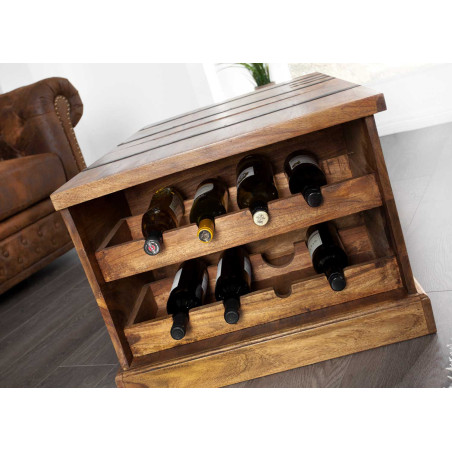 Table basse coffre bar range bouteille en bois