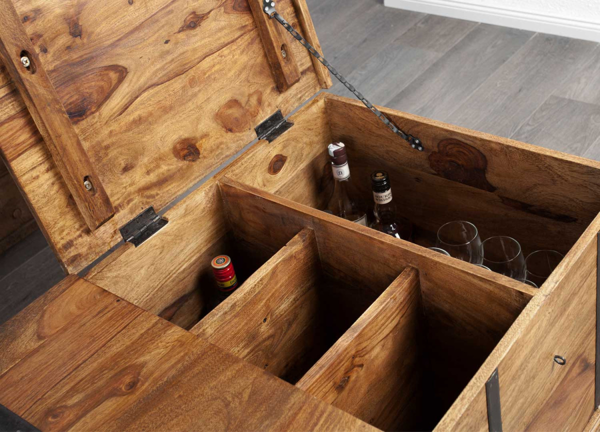 Table Basse Coffre Range-Bouteilles